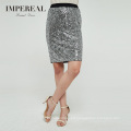 Latest Design Elastic Waist band Sequin Sexy Short Pencil Skirt For Women